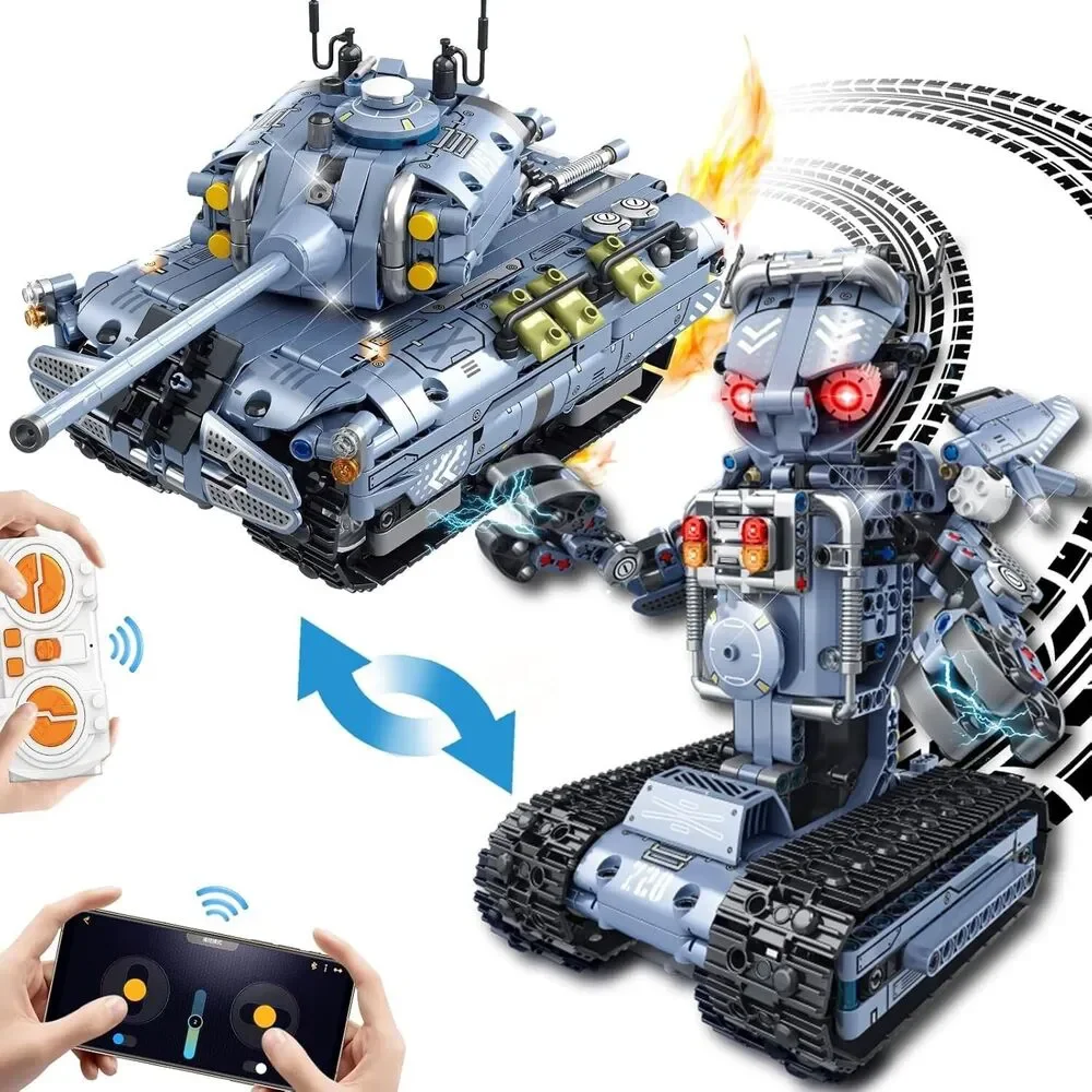 Building Blocks Toy, 779 Pieces, 2-in-1 Robot Kit or Race Car, Programmable Blue